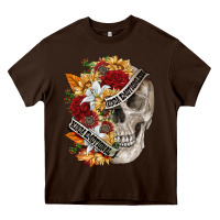 Chocolate Brown skull kinda emotionless kinda emotional Heavy Core Tee - FaDigitalArtStudio