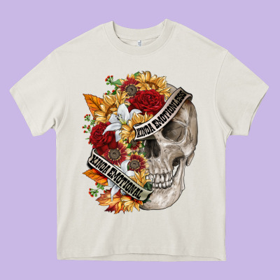Skull Kinda Emotionless Kinda Emotional Heavy Core Tee Designed By Fadigitalartstudio