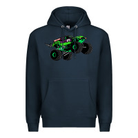Navy monster truck grave digger Premium Hoodie - PixelWave