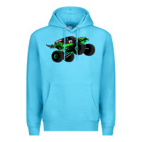 Ocean Blue monster truck grave digger Premium Hoodie - PixelWave