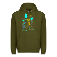 Army Green Spacegodzilla Premium Hoodie - PixelWave