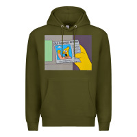 Army Green The Simpsons Old Man Yells At Cloud Newspaper V1 Premium Hoodie - PixelWave