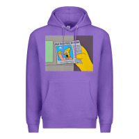 Purple The Simpsons Old Man Yells At Cloud Newspaper V1 Premium Hoodie - PixelWave