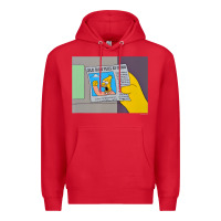 Red The Simpsons Old Man Yells At Cloud Newspaper V1 Premium Hoodie - PixelWave