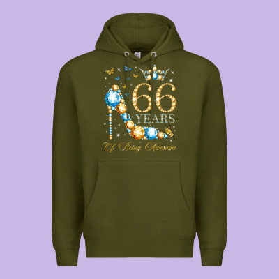 66th Birthday 66 Years Of Being Awesome 66 Years Old Woman Premium Hoodie Designed By Pixelwave