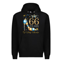 Black 66th birthday 66 years of being awesome 66 years old woman Premium Hoodie - PixelWave
