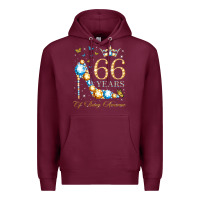 Burgundy 66th birthday 66 years of being awesome 66 years old woman Premium Hoodie - PixelWave