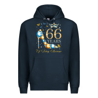 Navy 66th birthday 66 years of being awesome 66 years old woman Premium Hoodie - PixelWave