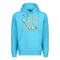 Ocean Blue 66th birthday 66 years of being awesome 66 years old woman Premium Hoodie - PixelWave