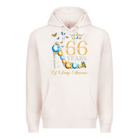 Pale Pink 66th birthday 66 years of being awesome 66 years old woman Premium Hoodie - PixelWave