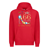 Red 66th birthday 66 years of being awesome 66 years old woman Premium Hoodie - PixelWave