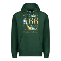 Sports Green 66th birthday 66 years of being awesome 66 years old woman Premium Hoodie - PixelWave