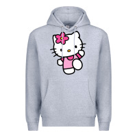 Heather Grey kitty Premium Hoodie - PixelWave
