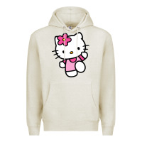 Oatmeal Heather kitty Premium Hoodie - PixelWave