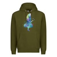 Army Green watercolor splatter alice in wonderland t shirt design Premium Hoodie - PixelWave