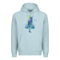 Blue Mist watercolor splatter alice in wonderland t shirt design Premium Hoodie - PixelWave