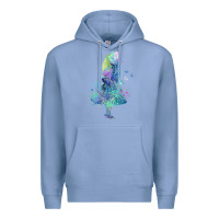 Colony Blue watercolor splatter alice in wonderland t shirt design Premium Hoodie - PixelWave
