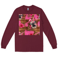 Burgundy easter heifer with bunny ears seamless pattern Long Sleeve Tee - Artiststas