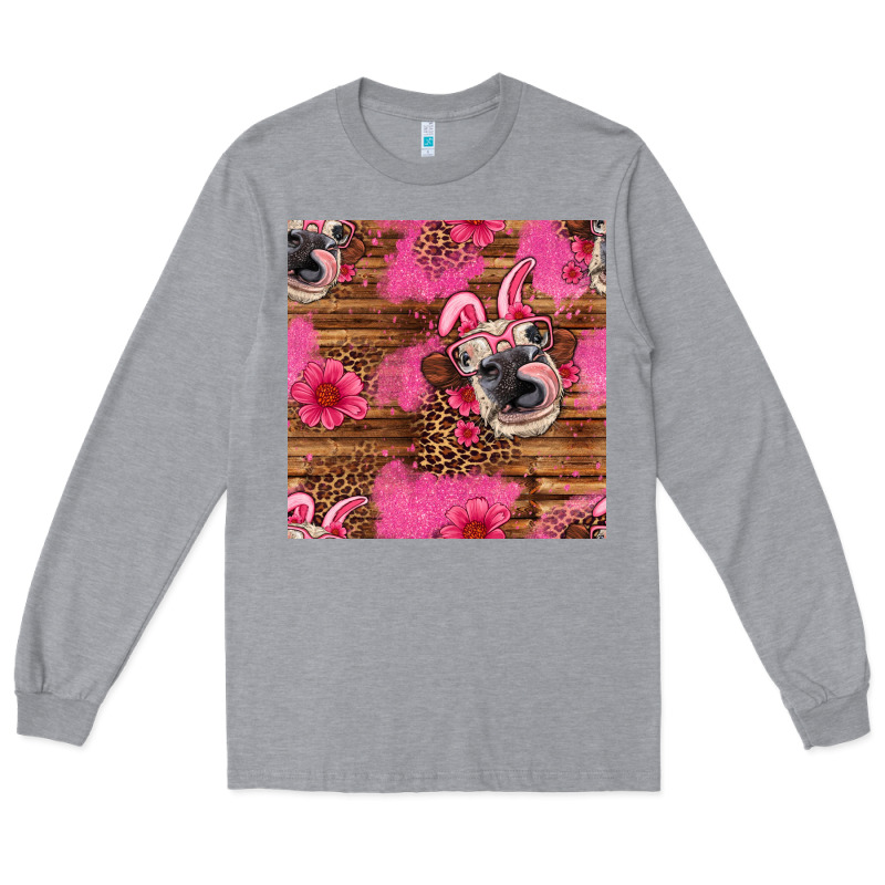 Easter Heifer With Bunny Ears Seamless Pattern Long Sleeve Tee by Artiststas | Teevron