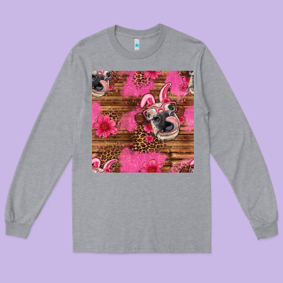 Easter Heifer With Bunny Ears Seamless Pattern Long Sleeve Tee Designed By Artiststas