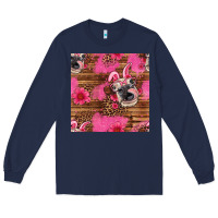 Navy easter heifer with bunny ears seamless pattern Long Sleeve Tee - Artiststas