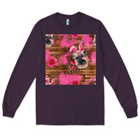 Plum easter heifer with bunny ears seamless pattern Long Sleeve Tee - Artiststas