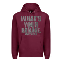 Burgundy what's your damage, heather   heathers Premium Hoodie - PixelWave