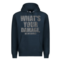 Navy what's your damage, heather   heathers Premium Hoodie - PixelWave