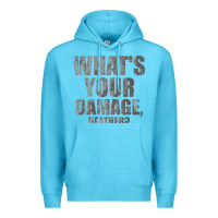 Ocean Blue what's your damage, heather   heathers Premium Hoodie - PixelWave