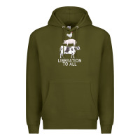 Army Green liberation to all vegan vegetarian food animal love Premium Hoodie - PixelWave