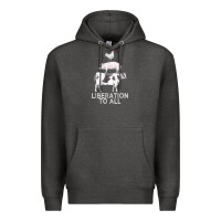 Charcoal Heather liberation to all vegan vegetarian food animal love Premium Hoodie - PixelWave