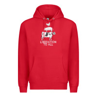 Red liberation to all vegan vegetarian food animal love Premium Hoodie - PixelWave