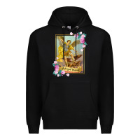Black St Michael the Archangel - Protector Catholic Church Angel Premium Hoodie - PixelWave