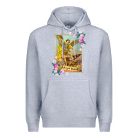 Heather Grey St Michael the Archangel - Protector Catholic Church Angel Premium Hoodie - PixelWave