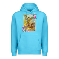 Ocean Blue St Michael the Archangel - Protector Catholic Church Angel Premium Hoodie - PixelWave