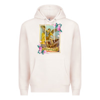 Pale Pink St Michael the Archangel - Protector Catholic Church Angel Premium Hoodie - PixelWave
