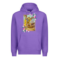 Purple St Michael the Archangel - Protector Catholic Church Angel Premium Hoodie - PixelWave