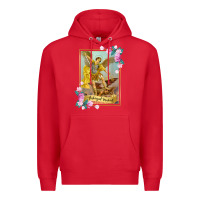 Red St Michael the Archangel - Protector Catholic Church Angel Premium Hoodie - PixelWave