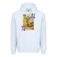 White St Michael the Archangel - Protector Catholic Church Angel Premium Hoodie - PixelWave