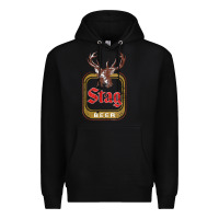 Black Vintage Stag Beer, distressed Premium Hoodie - Craftify