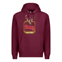 Burgundy Vintage Stag Beer, distressed Premium Hoodie - Craftify