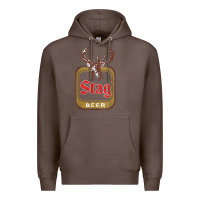 Coffee Vintage Stag Beer, distressed Premium Hoodie - Craftify