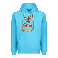 Ocean Blue Vintage Stag Beer, distressed Premium Hoodie - Craftify