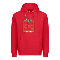 Red Vintage Stag Beer, distressed Premium Hoodie - Craftify