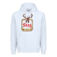 White Vintage Stag Beer, distressed Premium Hoodie - Craftify