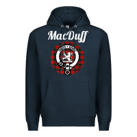 Navy MacDuff Clan Scottish Name Coat Of Arms Tartan Premium Hoodie - Craftify