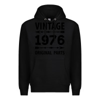 Black VINTAGE 1976 ORIGINAL PARTS Premium Hoodie - Craftify