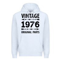 White VINTAGE 1976 ORIGINAL PARTS Premium Hoodie - Craftify