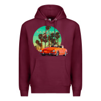 Burgundy karmann ghia sunset palm love quote Premium Hoodie - Craftify