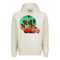 Oatmeal Heather karmann ghia sunset palm love quote Premium Hoodie - Craftify